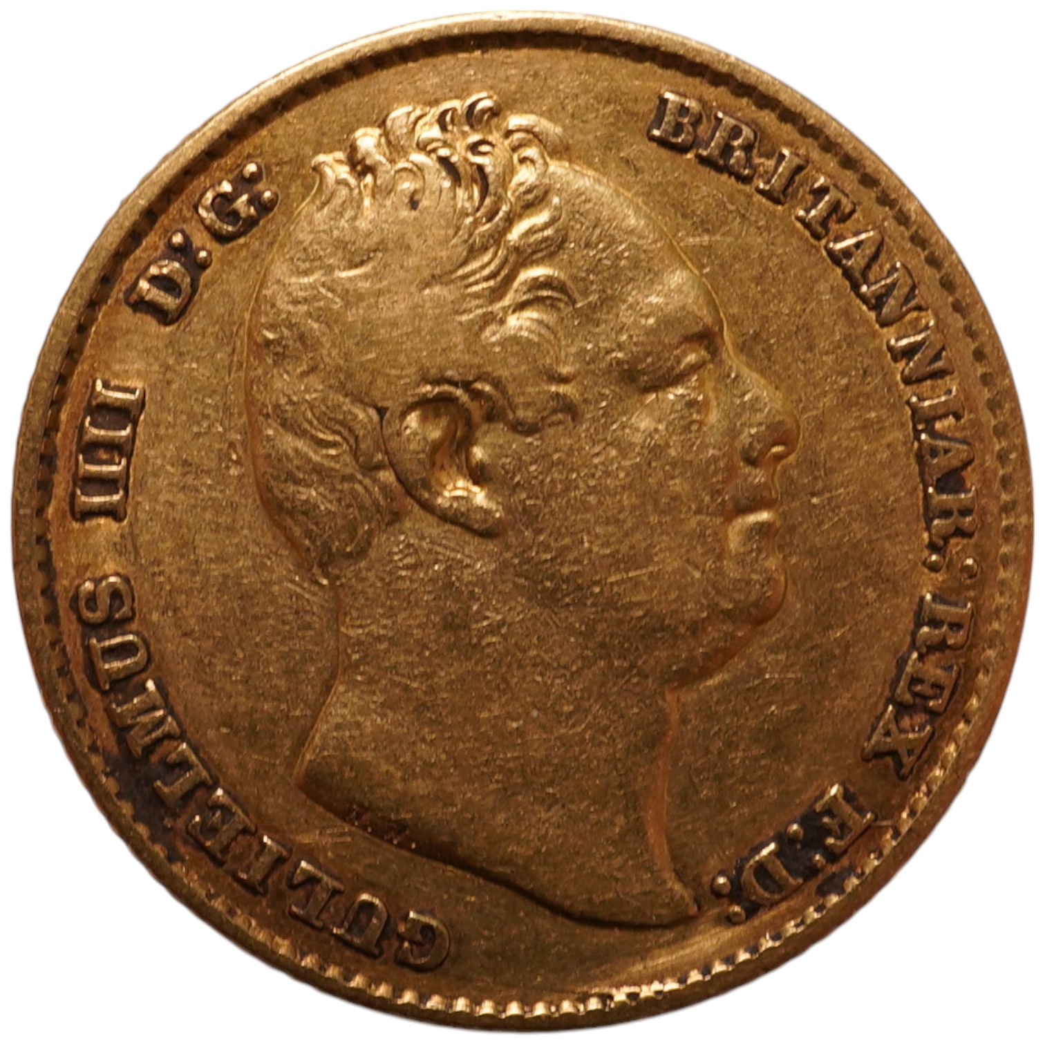 British gold coins, William IV, gold sovereign 1832, about VF, S.3829B, second bust, nose to second i in Britanniar